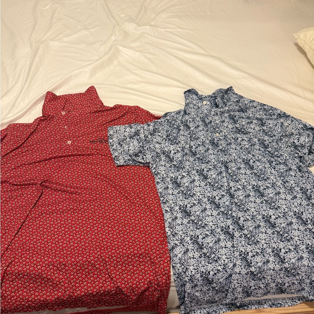 FootJoy L Men's Red and Blue Floral Golf Shirts